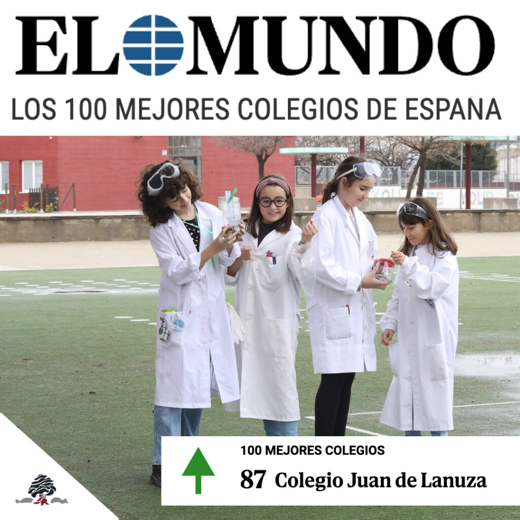 Alumnas del Colegio Juan de Lanuza realizando una actividad científica, imagen del reconocimiento en el ranking de los 100 mejores colegios de España de El Mundo.